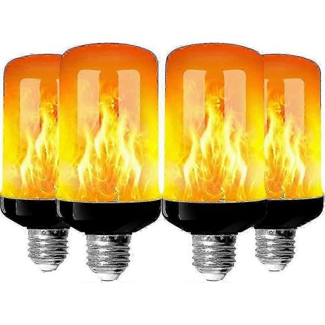 Lot de 4 ampoules LED E27 effet flamme 4W, culot E27, modes d'éclairage décoratifs pour l'intérieur, la maison, le jardin et les fêtes. (1/5)