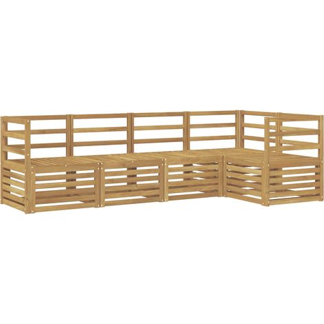 Ensemble de canapés d'extérieur 5 pc Blanc Bois d'Acacia Massif vidaXL