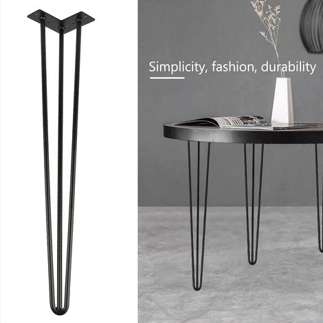 Hofuton Lot 4 Pieds de Table en Épingle à Cheveux, 71cm Jambes en Métal de Bricolage, Trois Barres d‘acier, Plus Forte, avec Vis et Protecteurs de Sol (1/5)
