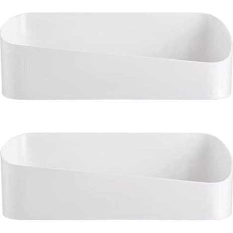 Lot de 2 étagères de douche adhésives, étagère de rangement pour salle de bain, étagère à épices, fixation murale sans perçage, accessoires de salle de bain, maquillage, shampoing avec 4 adhésifs (1/5)