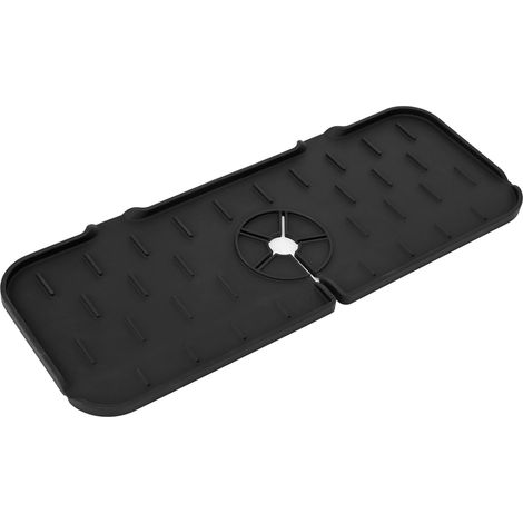 Tapis de robinet en silicone avec système d'égouttage facile à nettoyer, récupérateur d'eau pour évier de cuisine ou salle de bain. (1/5)