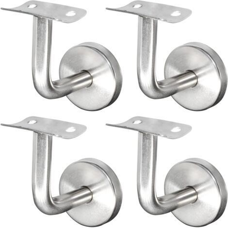 304 Stainless Steel Handrail Support for Stair Railing Wall Support Wooden Railing Silver (4 Pieces) (1/4)