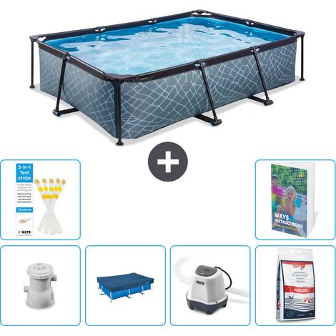Exit Pool Rechteckig - Steinoptik - 300x200x65 cm - 7-teilig S301