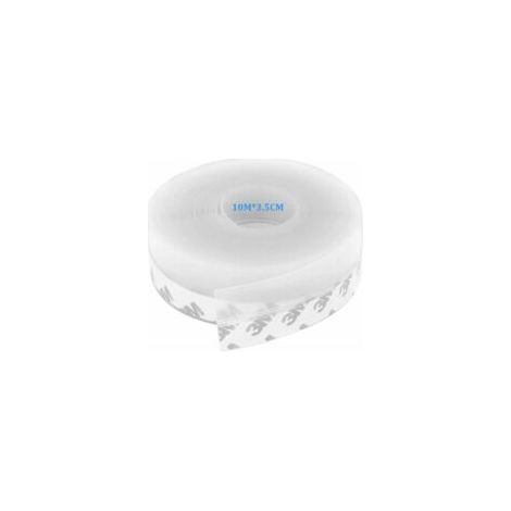 Burlete autoadhesivo para puertas y ventanas. Tira de sellado de silicona de 10 m x 3,5 cm. Repelente al agua. Repelente a los insectos. Insonorizante (transparente).