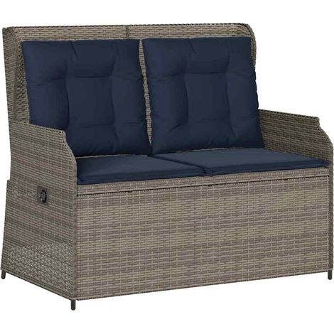 Gartenbank Grau Poly-Rattan vidaXL