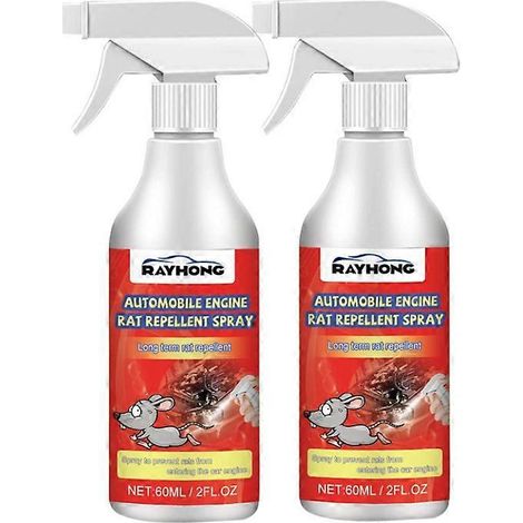 Lot de 2 sprays anti-rats pour moteur de voiture. Accessoires inclus. Spray anti-rats pour moteur de voiture. Repousse les rats. (1/4)