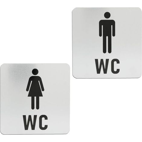2 Pièces Plaques de Toilette Hommes Femmes, Signaletique Toilettes Acier Inoxydable, Autocollantes Panneaux 12cm X 12cm, Panneau WC Adhesif pour Centres Commerciaux Restaurants Espaces Publics (1/5)