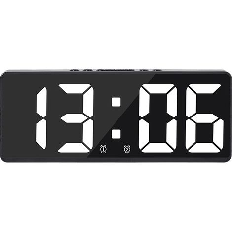Réveil Numérique - Affichage Grand Écran 6,2 Pouces - Température Intérieure - Réglage Luminosité 6 Niveaux - Commande Vocale par Tapotement - 2 Alarmes - Mode Jours Ouvrés - Alimentation Secteur et P (1/5)