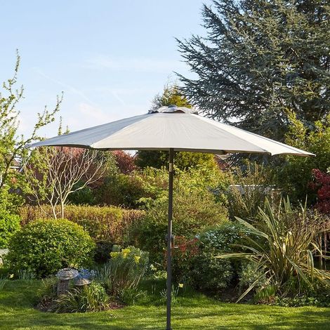 Garden Parasol 2.7 Metre Patio Shade Rust Proof Aluminium Pole Crank Tilt Grey (1/3)