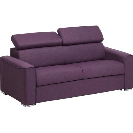 Divano letto 3 posti express in tessuto viola con seduta memory foam Letto 140 cm Materasso 14 cm - VIZIR (1/5)