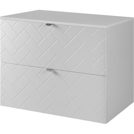 Mobile da bagno, Bianco Opaco, 80 x 57 x 46 cm, Maniglie Argento (1/5)
