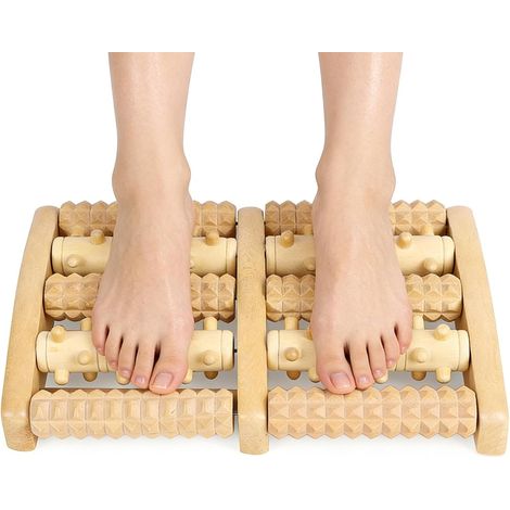 Rouleau de Massage Pieds Bois, Masseur Pieds en Bois avec à Trois Pointes en Bâton D'Acupression, Pied Rouleau pour Relaxation de Acupression Soulager Fasciite Plantaire, Soulagement du Stress (1/5)