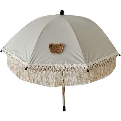 Parasol de plage pour enfants 2025 avec pompon, en tissu non tissé à motif ours mignon, pour l'extérieur. (1/5)