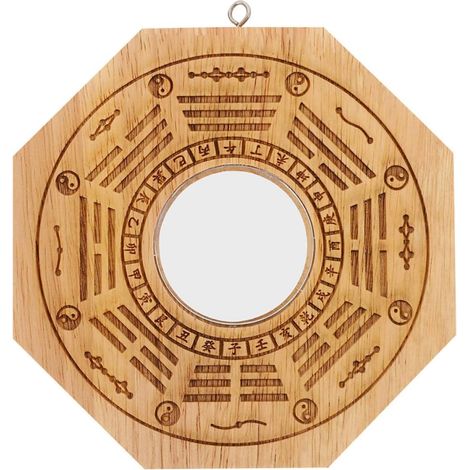 Miroir Bagua en Bois pour Décoration Murale Feng Shui, Protection Contre Le Mauvais Sort, Facile à Suspendre, Adapté la Maison et Bureau (1/5)