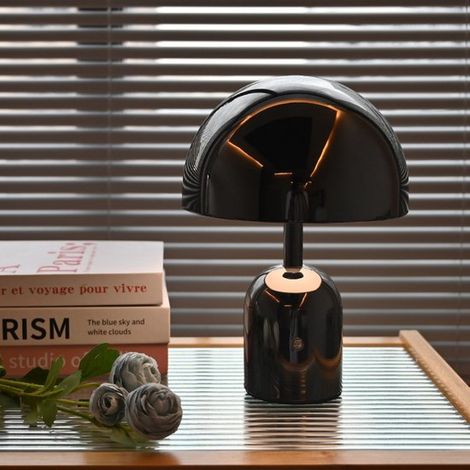 Veilleuse LED rechargeable en forme de champignon, lampe de chevet décorative et créative, lampe de bureau d'ambiance (noire) (1/5)