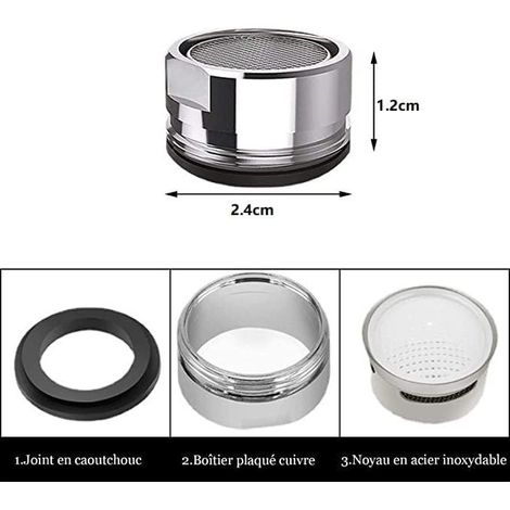 M24-Stück Wasserhahn-Luftsprudler, Edelstahl-Wasserhahnfilter, Wasserhahn-Luftsprudler, Küchen- und Badezimmer-Wasserhahnfilter (1/5)