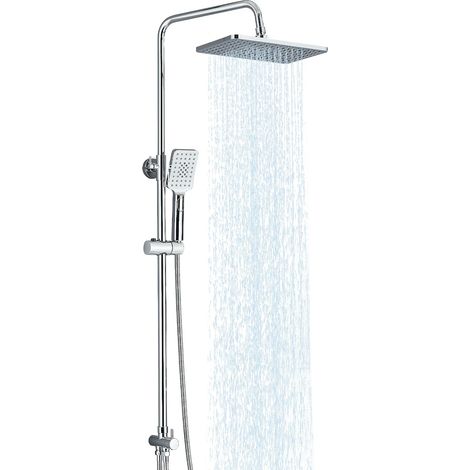 Colonne de Douche sans Mitigeur Chromé Réglable en Hauteur 70-117cm avec Pommeau de Douche Pluie 29 19cm Douchette à Main Réglable Acier Inoxydable (1/5)