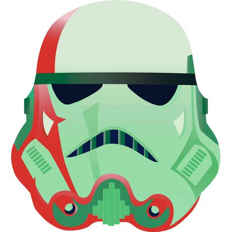 Sticker Mural Géant - la tête d' un Stormtroopers vert et rouge - 125 x 125 cm