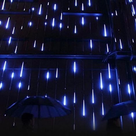 Lumières de Pluie Tombantes d'extérieur, lumières de Pluie de météores avec 8 Tubes de 11,8 Pouces 144 D guirlandes Lumineuses de No (1/4)