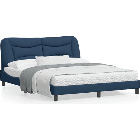 Cadre de lit avec tête de lit Bleu 160x200 Tissu (1/5)