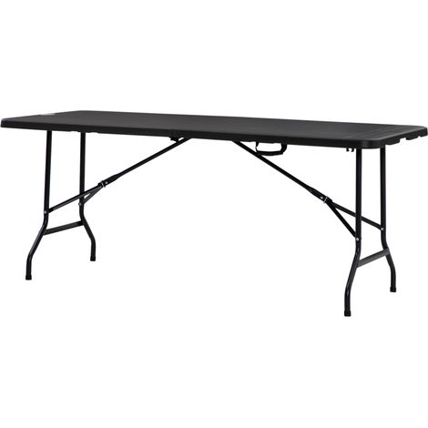 Table d'extérieur, table de jardin, pour 6 personnes, pliable, aspect bois, gris foncé, 180 x 75,5 x 73 cm