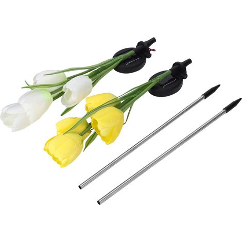 Lampe tulipe solaire artificielle colorée à 4 LED pour décoration de jardin et d'extérieur (1/5)