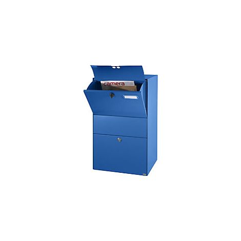 Briefkasten XXL  BxHxT 390 x 650 x 315 mm  signalblau RAL 5005 (1/4)