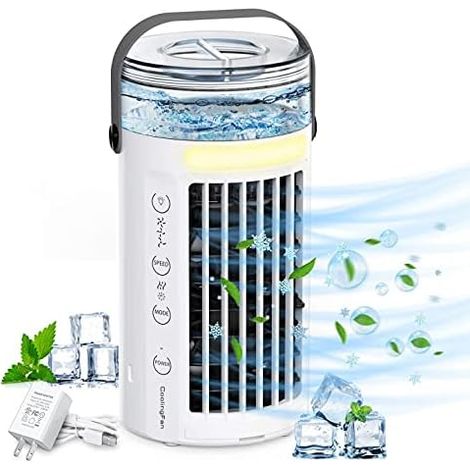 Climatiseur Mobile, Refroidisseur D'air Avec Réservoir D'eau De 400ml , 3 Vitesses, Ventilateur De Bureau Usb Pour La Maison Et Le Bureau (blanc)