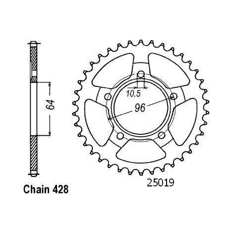 COURONNE XL 125 R PROLINK 82-8 PAS428/Z53 DIVERS 25019CZ53