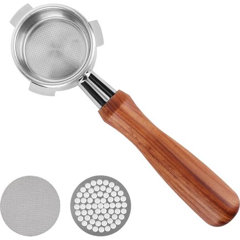 Porte-filtre sans fond 54 mm compatible Sage Breville Barista Series, Barista Express et autres 54 mm, avec poignée en bois massif (1/5)