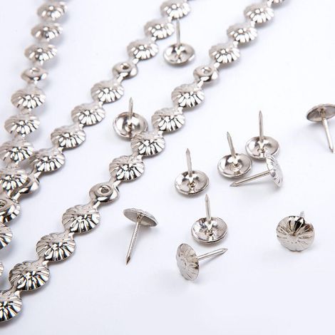 Strisce decorative con chiodi placcati in argento a forma di fiore da 10 m per divani, accessori fai-da-te per mobili (11 mm) (1/4)