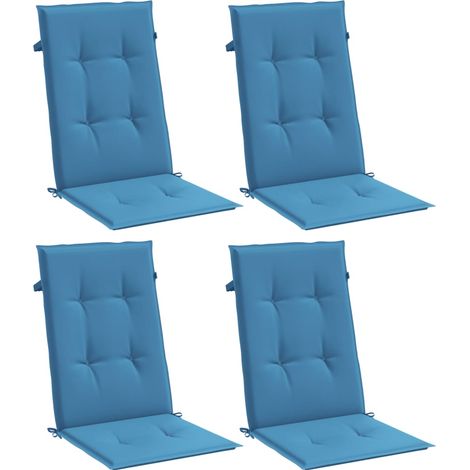 Coussins de chaise à dossier haut lot de 4 bleu mélangé tissu