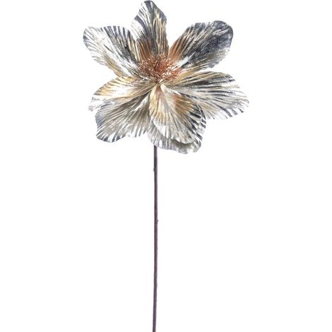 Magnolia decorativa in poliestere per decorazioni natalizie h 60 cm -Rosso
