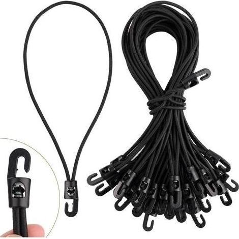 30 Pièces Tendeurs Elastique avec Crochets, 25cm Tendeur Elastique,Tendeur de Bâche Multifonctionnel Corde Elastique, Noir Sangle Elastique avec Crochet pour Bache, Tentes de Camping, Bagages (1/5)