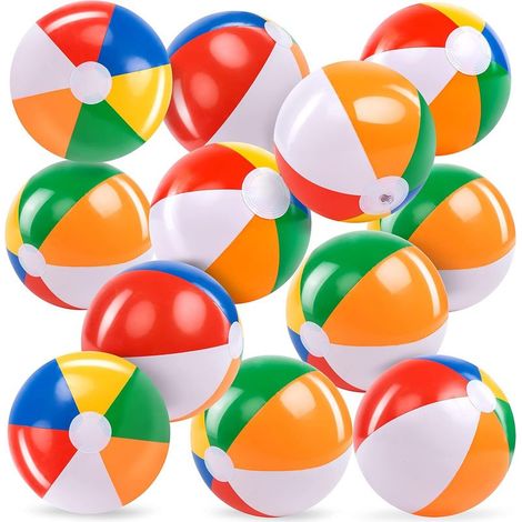 Regenbogen-Strandbälle, 30 cm aufblasbares Poolspielzeug für sommerliche Wasserspiele, Kindergeburtstags-Party-Zubehör-Kombi-Set aufblasbare Strandbälle (1/5)