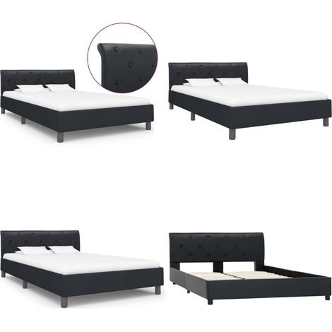 Cadre de lit sans matelas noir similicuir 140x200 cm - Cadre de lit sans matelas - Cadre de lit 140x200 cm (1/5)
