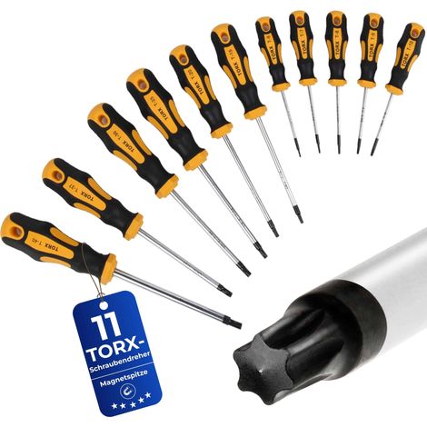 MONZANA® Torx Schraubendreher Set 11-tlg. CrV-Stahl Ergonomisch Rutschfest Schraubenzieher für Werkstatt KFZ Haushalt (1/5)