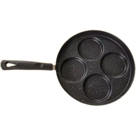 Poêle À Oeufs En Aluminium - 4 Cavités - Revêtement Antiadhésif Marbre - Pour Cuisinière Électrique Et Gaz - 1 Pièce (1/5)