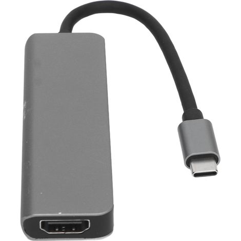 5-in-1 USB-C-Hub: HD Multimedia Interface, 2 USB 3.0-Anschlüsse, 2 USB 2.0-Anschlüsse, USB-C PD-kompatibel, 4K 30 Hz, Plug & Play, Grau. (1/5)