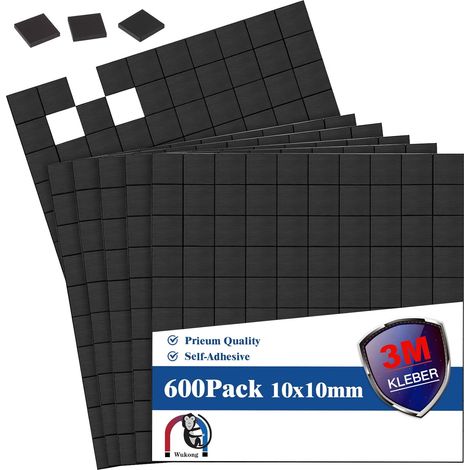 Plaques Magnétiques Sutocollantes 10x10mm 600 pièces avec adhésif 3M, Aimants Autocollants, Aimants Plats, Film Magnétique Flexible, Autocollant pour Photos et Plus (1/5)