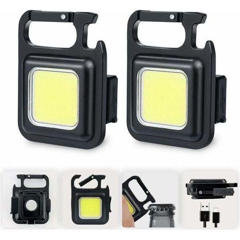 2x Mini-LED-Arbeitsleuchten, wiederaufladbare Inspektionslampen, 500 Lumen, magnetisch, tragbare Arbeitsleuchte, kleine wasserdichte Schlüsselanhänger-Taschenlampen für Camping, Reparaturen, Notbeleuc