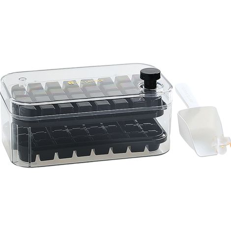 Glacons Moule de Qualité Alimentaire Avec Couvertures, 64 Bac und Glaçons Bacs und Glaçons Carrés Faciles und Retirer (Noir) (1/5)