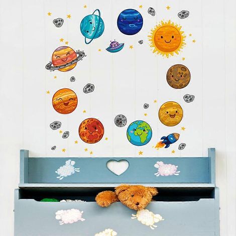 Sticker mural Cosmoc exquis, autocollant mural avion étoilé pour la décoration murale de la maison (1/4)