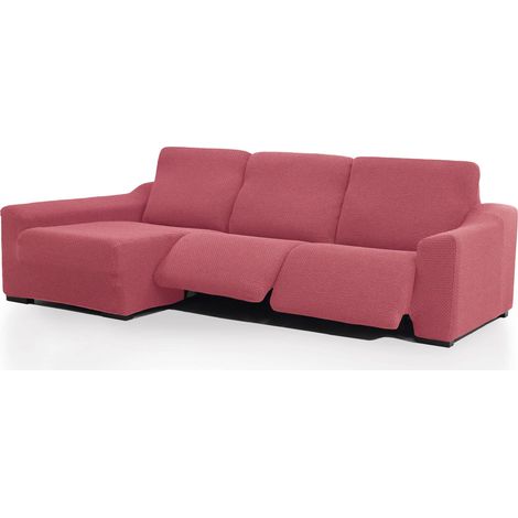 Housse de canapé d'angle Long Gauche Vue de Face Deux Pieds Housse de Chaise de Relaxation réglable Fuchsia Clair Protecteur en Tissu Jacquard Toucher (1/5)
