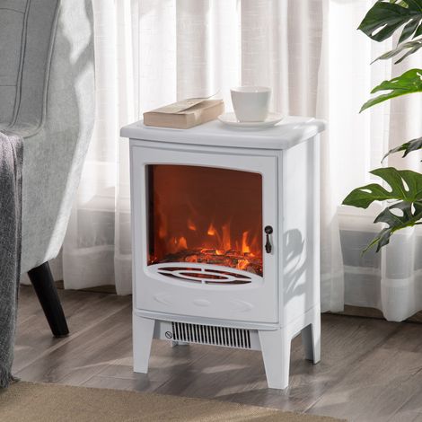 MEUBLIV Camino elettrico 39 x 26 x 54,8 cm bianco – effetto fiamma, 900/1800 W (1/5)