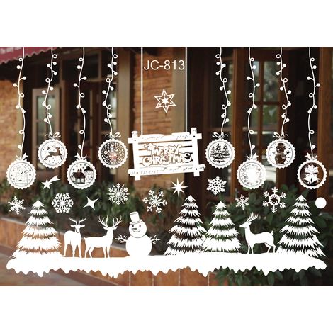 Autocollants de Noël à faire soi-même – Faciles à utiliser – Autocollants de Noël en PVC adhésif statique réutilisables pour fenêtres, vitres et portes – JC-813 (1/3)