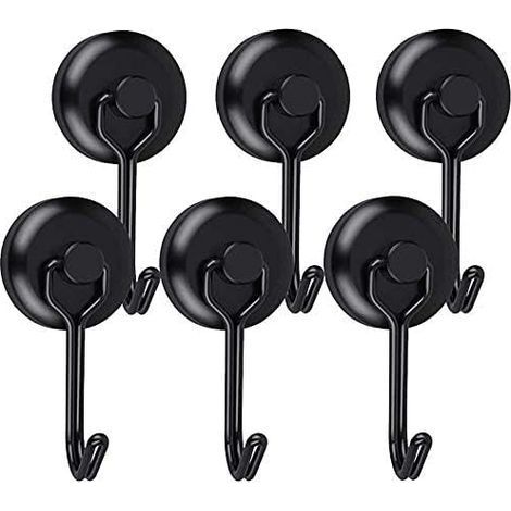 Crochet Aimanté Puissant Crochet Magnetique Frigo Noir Néodyme Pivotants Aimant Crochet Magnétique Crochets Aimantés Magnétiques pour Cuisine Torchon Tableau 6pcs (1/5)