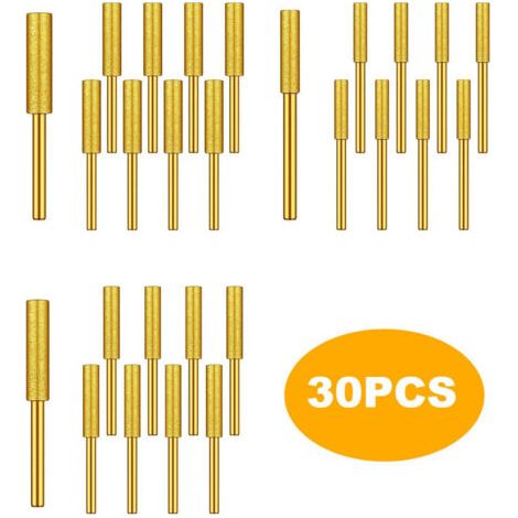 Lot de 30 mèches diamantées pour tronçonneuse, haute dureté, plaquées titane, pour meuleuse d'angle, pour tronçonneuse électrique, bijoux, pierres, 5/32, 3/16, 7/32 pouces (or) (1/5)