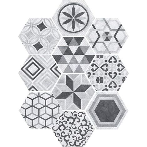 Autocollants de carreaux hexagonaux nordiques de style industriel autocollants muraux antidérapants 10 pièces (200mm 230mm)pour la décoration intérieure et de jardin (1/4)