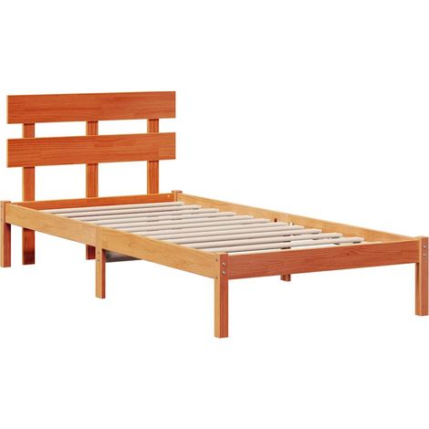 Lit simple，Lit adulte，Cadre de lit Marron 90 x 200 cm Bois de pin massif CFW2319793 (1/5)
